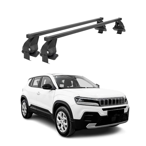 Menabo Barre portapacchi di base compatibili con Jeep Avenger 2023-2025, in acciaio, 50 kg, nero, 2 pezzi, senza railing per portabici, box da tetto, portasci, chiudibili a chiave
