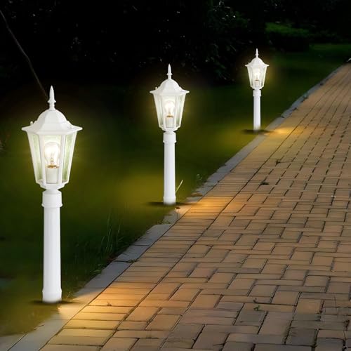 Antique House WY9197WH White Outdoor Lamp Post Light Fixture Waterproof Aluminum Outdoor Post Light Hardwired Outdoor Pole Lights thumb #2