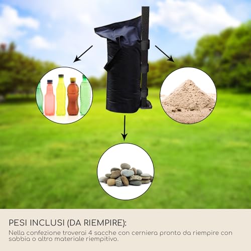 Rebecca Meubels Gazebo Hersluitbaar met 4 Gewichten Blauw Metaal Polyester Zak Tuin Markten Terras 3,1 x 3 x 3 m (Code RE6327) - Afbeelding 5