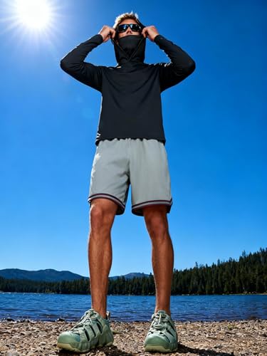 Image of 5 Pack Men's UPF 50+ Sun Protection Hoodie Shirts Long Sleeve Shirts Quick Dry Lightweight for Running Workout Hiking Fishing