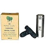 Vegan Biodegradable Bamboo Charcoal Dental Floss with Refillable Stainless Steel Container | 33yds...