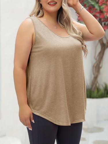 Image of Plus Size Tank Tops for Women Summer Sleeveless Tops Loose Fit Tunic Tanks