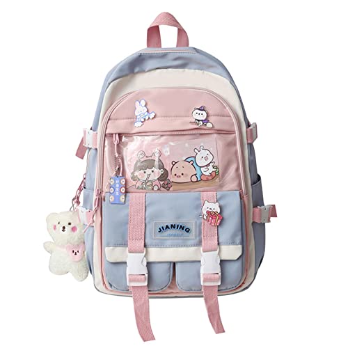 Mochila Kawaii con pin Kawaii y accesorios de oso lindo, mochila de gran capacidad con múltiples...
