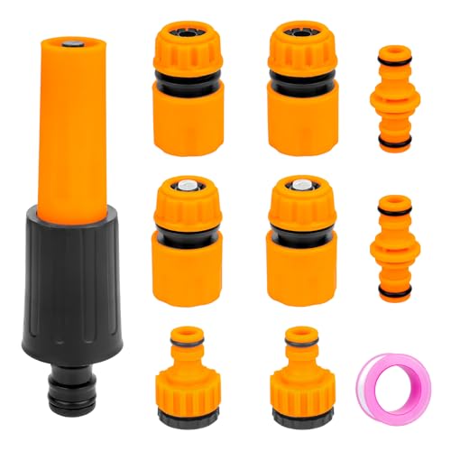 10 Piezas Conectores de Manguera Jardin, Conectores de Manguera Rapido de 1/2'', Acoplamiento Rápido de Mangueras, Conector Conexión Adaptador de Tubos de Rápida para Grifo Jardin Casa