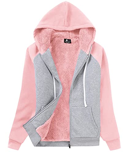 igeekwell Teddyfutter Hoodie Jacke Damen Reißverschluss Sweatjacke Warm Fleece Winter Herbst Kapuzenpullover Gefüttert Fleecejacke mit Kapuze