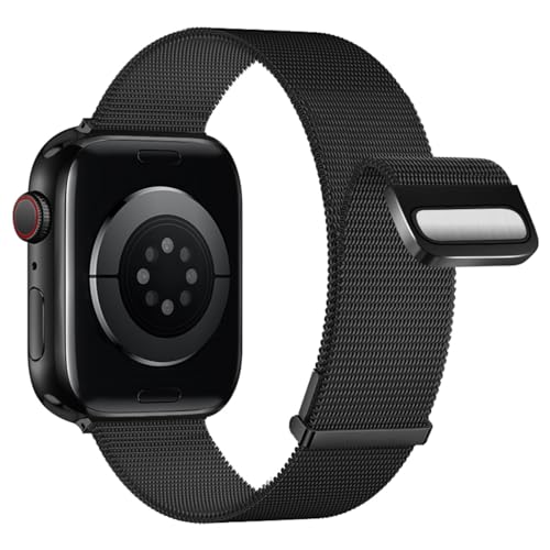 Compatible for Apple Watch Band Ultra ,Stainless Steel Magnetic Absorption Strap Metal Mesh Wristband Sport Loop for iWatch Strap 38 mm 40mm 41mm 42 mm 44mm 45mm Series 8/7/6/SE/5/4/3/2/1 Black 49MM