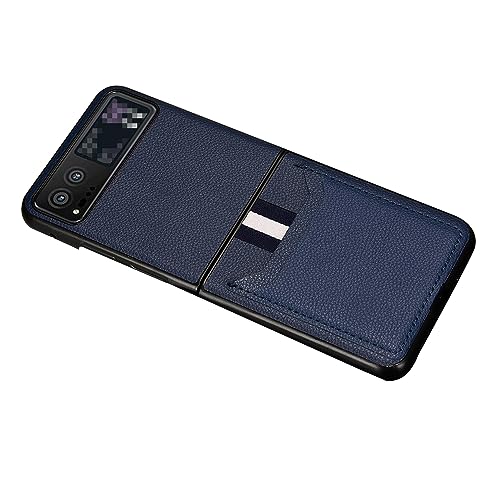 【AGENIUS】スマホケースカバー・Moto Razr 40/Moto Razr 40s用 ケース 折りたたみ型 カード収納付き PUレザー+プラスチック ストラップ穴 モトローラ レーザー40 アンドロイド スマートフォン/スマホケース/カバー(ブルー