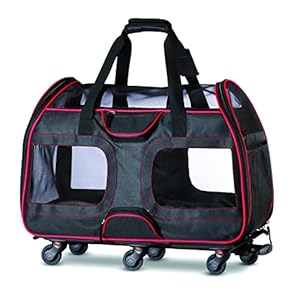WPS Airline Approved Removable Wheeled Pet Carrier for Small Pets. Upgraded Structural Design for Ultimate Strength, Features Mesh Panels & Plush Mat. Compact and Durable. 19