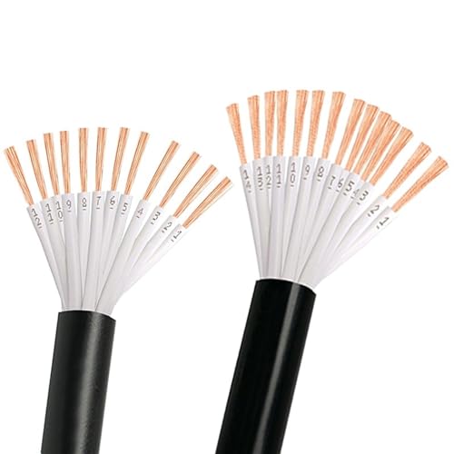 Outdoor Extension 1 Meter Copper Insulated Control Signal Wire 8 Cores to 30 Cores 40 Cores Sheathed Cable 22AWG 20AWG 18AWG Electric Cord Solar sheathed(10Coeres 1Meter,22 AWG 0.3mm2)