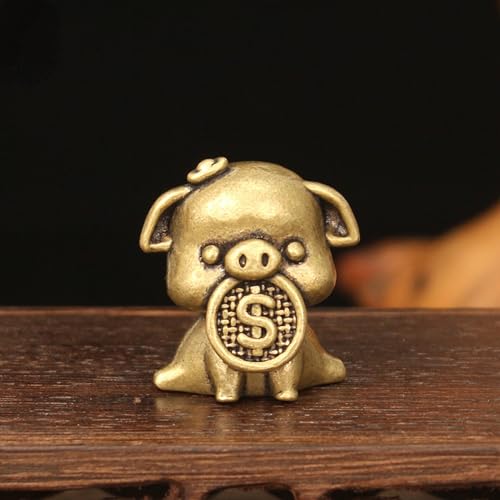 Figura Miniatura Cerdito de Dinero Zodiacal en Latón miniatura 3