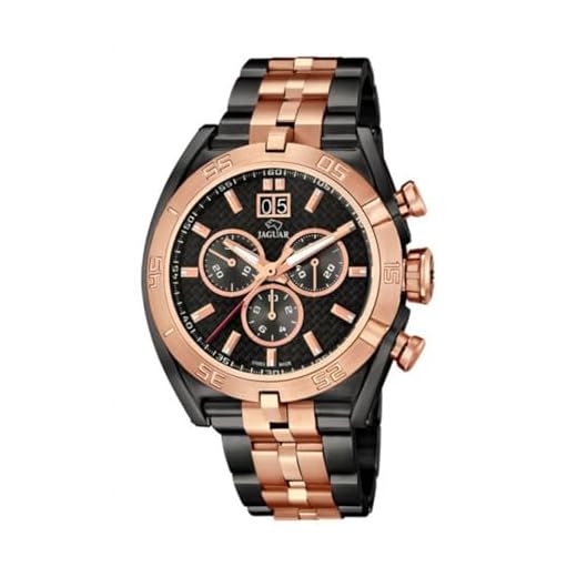 JAGUAR Reloj Modelo J811/1 de la colección Special Edition, Caja de 45,8 mm Correa de Acero Negro Rosa para Caballero