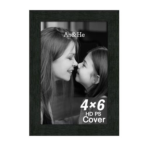 An&He 4x6 inch Picture Frame, Black Simple Photo Frame for Artwork Display