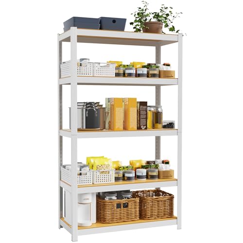 VDEVY 36' W x 16' D x 72' H Closet Storage Shelves,5 Tier White Metal Storage Shelving,Adjustable...