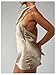 SweatyRocks Women's Metallic Backless Halter Dress Sleeveless Bodycon Club Party Mini Dresses Khaki Small