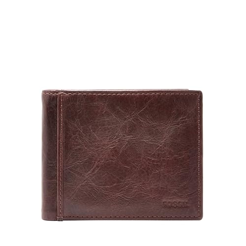 Fossil Men's Ingram Leather RFID-Blocking Bifold with Flip ID Wallet, Brown, (Model: ML3784200)