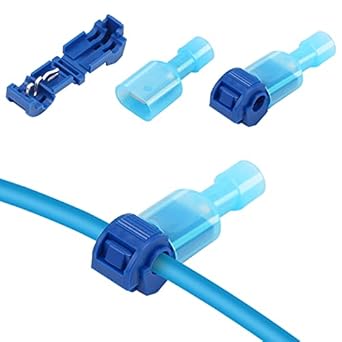 120 Pcs Quick Splice Wire Terminals, Male & Female Blue T-Tap Self-Stripping Quick Splice Connectors, Nylon Fully Insulated Quick Disconnects Kit 16-14 Gauge (60 Pairs)