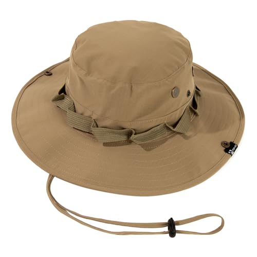 TOP-EX Summer Sun Hats for Men Fishing Bucket Boonie Golf Wide Brim Big Head UPF50+ UV Protection Chin Cord Khaki Large X-Large XL L