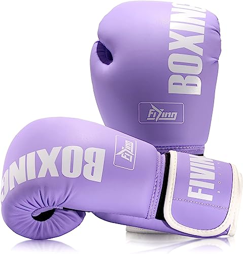 FIVING Pro Style Boxhandschuhe für Damen, PU-Leder, Training, Muay Thai, Sparring, Kampfsport, Boxsack-Handschuhe, Workout für Damen (Violett (New Purple), 14oz)