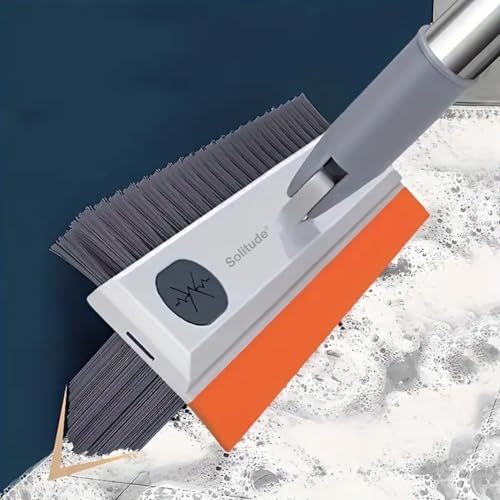 Solitude Heavy Duty 3-in-1 Bathroom Cleaning Brush with Wiper | V-Shaped Bristles, 180° Rotating Head, Long Handle Cleaning Tool | Floor Scrub Brush for Tiles, Wall, Toilet Corners, Glass & Kitchen Solitude Heavy Duty 3-in-1 Bathroom Cleaning Brush with Wiper | V-Shaped Bristles, 180° Rotating Head, Long Handle Cleaning Tool | Floor Scrub Brush for Tiles, Wall, Toilet Corners, Glass & Kitchen