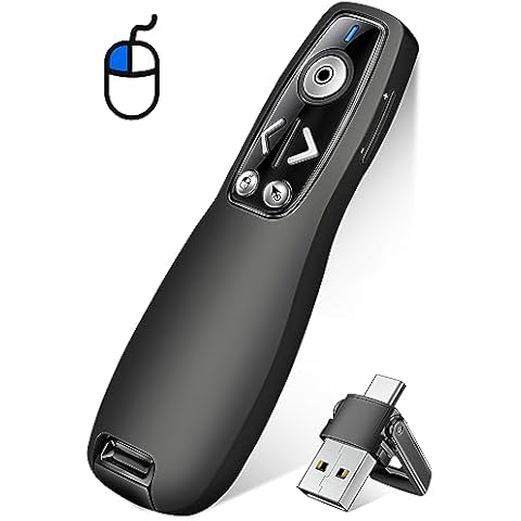 Air Mouse 2-in-1 USB Type C Presentation Clicker Wireless Presenter Remote for PowerPoint, Powerpoint Clicker with Volume Control PowerPoint Slide Advancer for Mac, Computer, Laptop Cover
