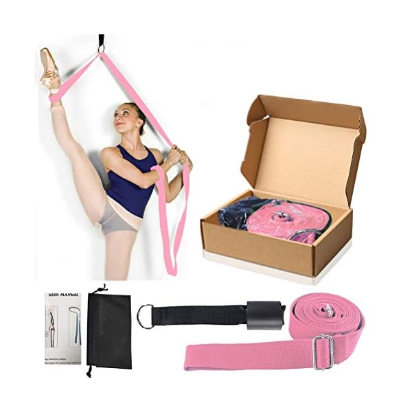 KimDaro Leg Stretcher, Door Flexibility & Stretching Leg Strap - Great for Ballet Cheer Dance Gymnastics or Any Sport Leg Stretcher Door Flexibility Trainer Premium Stretching Equipment (Pink)