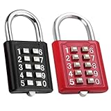 TOPPERFUN Candado de Combinación Numérica de 10 Dígitos Resistente Intemperie Metal Duradero Juego de 2 Unidades Negro Rojo para Taquillas Gimnasios y Puertas Exteriores