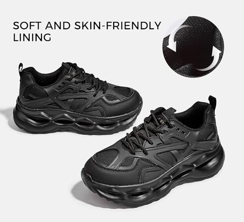 LUCKY STEP Women 's Chunky Sneakers 90s Fashion Thick Dad Rave Sparkly Bling Rhinestone Platform Casual Running Walking Shoes3