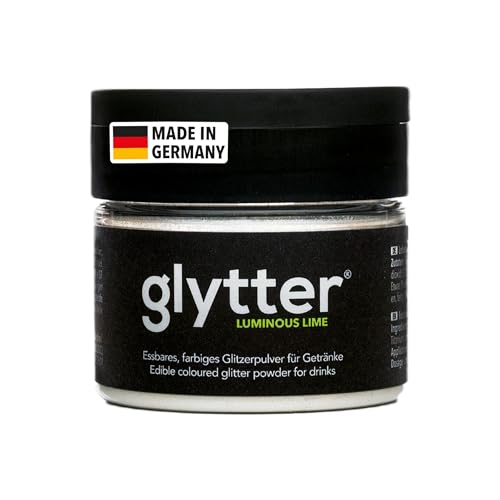 Glytter Glitzerpulver für Getränke (Neongrün) - essbarer Glitzer für Drinks & Flüssigkeiten, für Likör, Sekt, Cocktails - trinkbares & geschmacksneutrales Glitzerpulver - Glitzerpuder, Glitzer-Staub