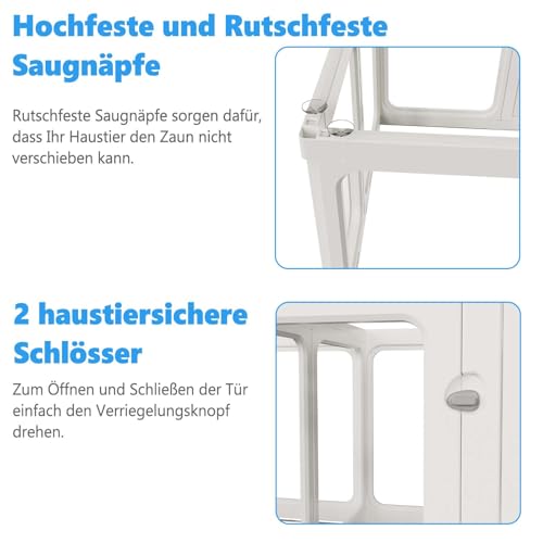 SISKEYCOOC 60cm Klarer Acrylplastik Welpenlaufstall, Transparenter Hundelaufstall mit Tür, Haustierumrandung für Innenbereich, Leicht reinigen, Welpenauslauf für kleine und mittel Hunde (10 Stück)