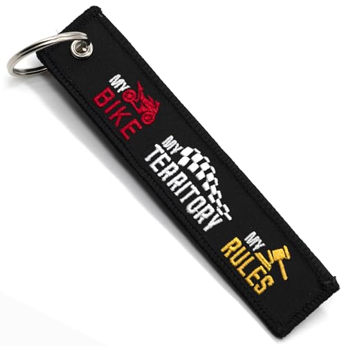 Porte Clef Moto - Cadeau pour Motard Porte-cle moto en Tissu MY BIKE MY TERRITORY MY RULES, Accessoires pour Moto - Porte-clés Originaux - Cadeaux Originaux...