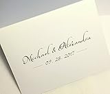 50 Personalized Wedding Thank You Note Cards Stationery with Matching Envelopes. Folding Cards Custom Printed with Bride and Groom's Names Plus Wedding Date If Desired. Many Font Color Choices!