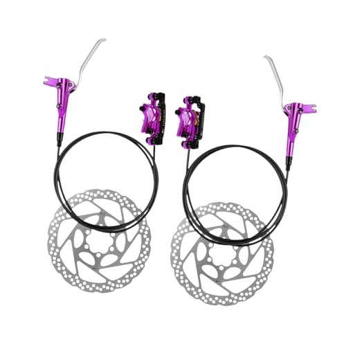 Menolana Mountain Bike Hydraulic Disc Brake Set Line Pulling Hardware Replacement Cycling Accessories Disc Brakes Caliper with Levers, Violet