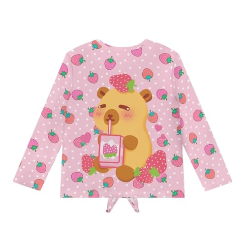 Xpyiqun T Shirts for Girls Graphic T-Shirts Size 5-12 Fall Clothes Kids Tie Hem Tee Pullover Tops Long Sleeve2