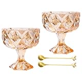 JAMNGHB Elegante taza de helado de tallo alto, grueso y resistente a los golpes, cuenco de vidrio para servir postres, fiestas, comedor, cocina, elegante cuenco de ensalada con soporte