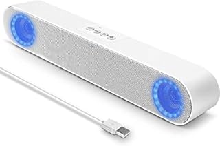 LENRUE Computer Speakers, USB Powered PC Speakers for Desktop Computer Laptop, with LED Lights, Plug and Play