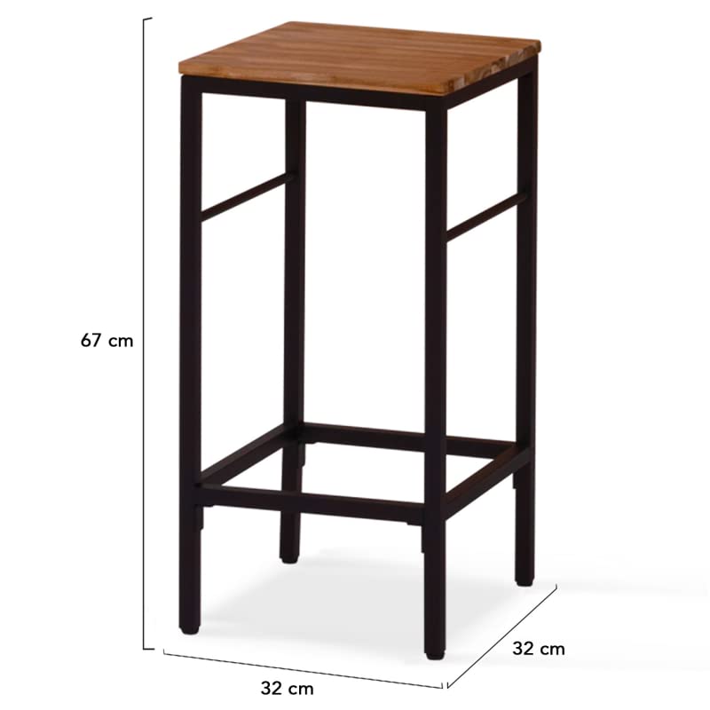 IDMarket – Salón de jardín Panamá Conjunto de bar de mesa alta y 4 taburetes de diseño industrial acacia