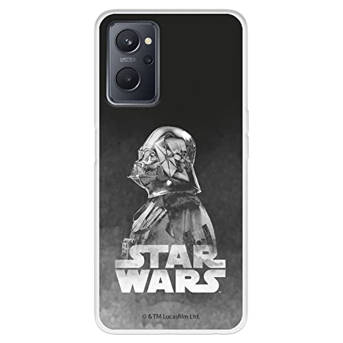 Funda para Realme 9i - OPPO A76 Oficial de Star Wars, Darth Vader Fondo Negro para Proteger tu móvil. Carcasa para Xiaomi de Silicona Flexible con Licencia Oficial de Star Wars