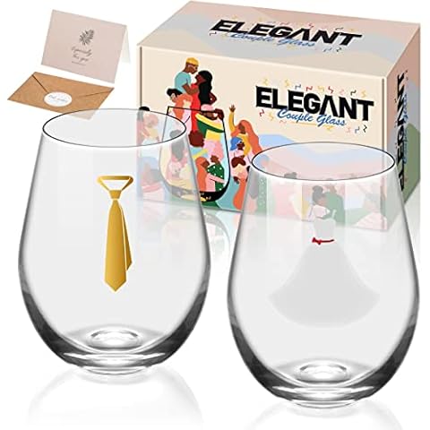 MewVeer Add a Touch of Romance to Your Celebrations Tie and Dress Wine Glasses - Perfect Valentine's Day, Engagement, and Wedding - Ideal for Bridal Showers Cover
