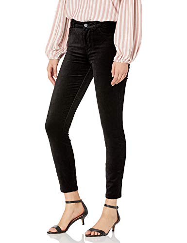 PAIGE Women's Hoxton Velvet High Rise Crop Ankle Pant, Black, 28