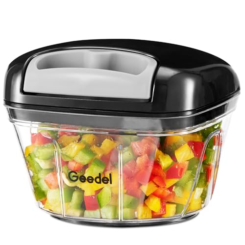 Geedel Manual Pull Food Chopper, 500ML, Grey Black