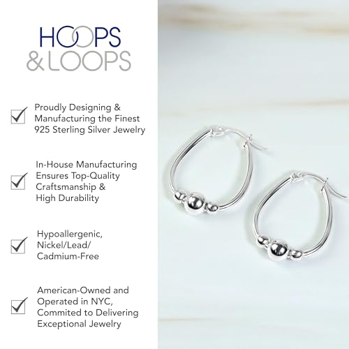 Hoops & Loops 925 Sterling Silver Bead Ball Hoop Earrings,18mm & 30mm Dangle Drop Beaded Earrings for Women3