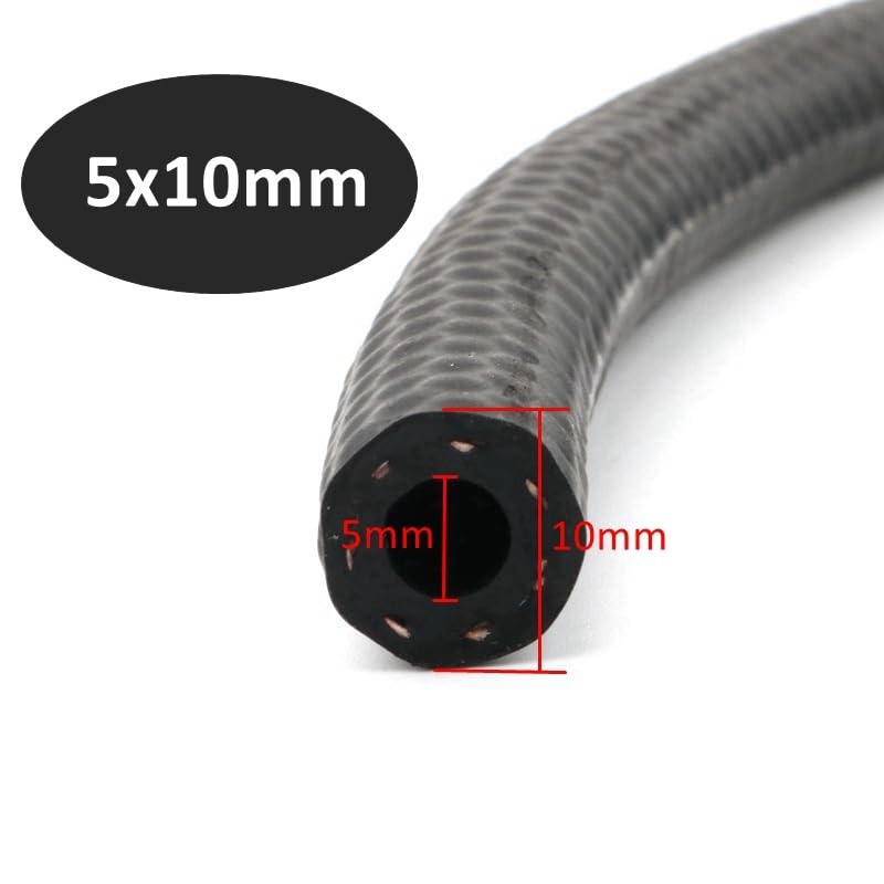 flexiable rubber NBR Petrol Diesel Oil Resistant Rubber Tube Hose 4mm 5mm 6mm 8mm 10mm 16mm 20mm 25mm Diameter Flexible High Pressure Automobile Pipe 1 Meter drain elastic (Color : 5x10mm)