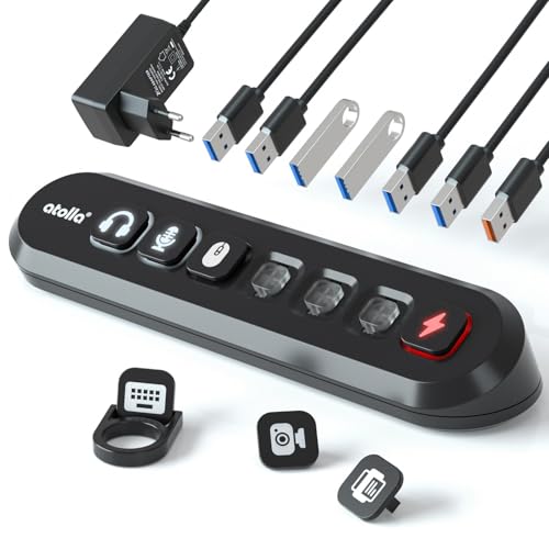 USB Hub Aktiv 3.0 mit Netzteil 36W, atolla Aktiver USB 3.0 Hub 5Gbps USB Verteiler und 1 Fast Charge Port, USB Hub mit 12V/3A Netzteil Adapter (1,5m Kabel) und Individuell EIN/Aus Tasten f&uuml;r PC Laptop