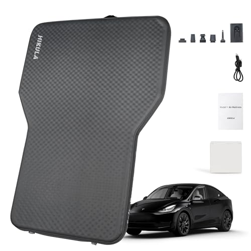 HIKULA Tesla Camping Air Mattress with Foam, 4''Extra Thick Self Inflating Sleeping Pad for Camping, Fast Inflate & Deflate, with Electric Pump, Model Y