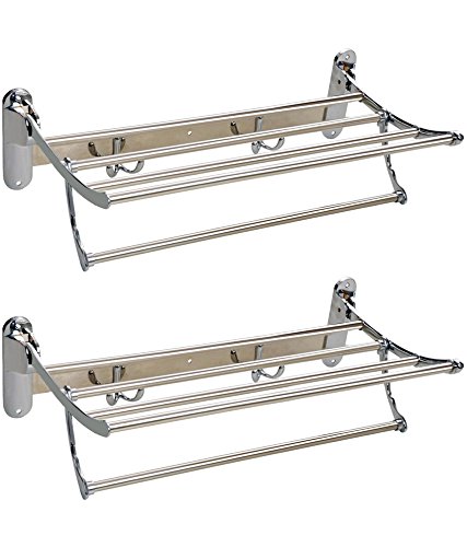 Abyss 2 Set of 18 Inch Folding Towel Rack with Rail & Hooks, ABDY-0889A