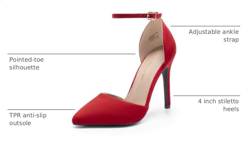 Image of DREAM PAIRS Women's High Stiletto Dress Heels Pumps | Closed Toe Pointed Toe Ankle Strap Dress Comfortable Pumps Shoes for Wedding Party Birthday Dancing