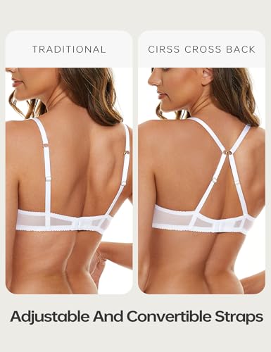 Wingslove Women'S See Through Sexy Sheer Bra Unlined Underwire Support Everyday Bra With Silicone Nipple thumb #2