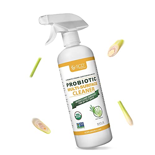 SCD Probiotics All-Purpose Household Spray Cleaner – Plant-Based Enzyme Cleaner That Works – Multi-Purpose Probiotic Surface Cleanser With Lemongrass Essential Oils – 16.9 Oz