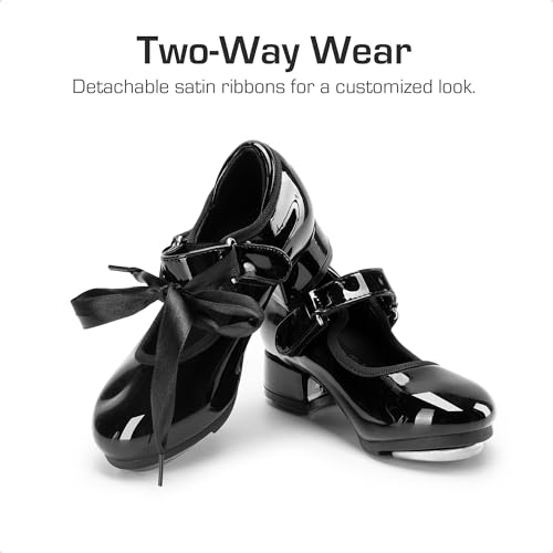 DREAM PAIRS Girls Tap Shoes Easy Strap Dance Shoes Girls Mary Jane Flats for Toddler/Little Kid/Big Kid2