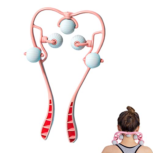 YGMXZL Manuelles Schultermassagegerät mit Bällen, multifunktionaler Nackenmassageball, manuelles Halswirbelmassagegerät, Selbstmuskelmassagegerät zur Linderung von Nacken- und Muskelschmerzen (Rosa)